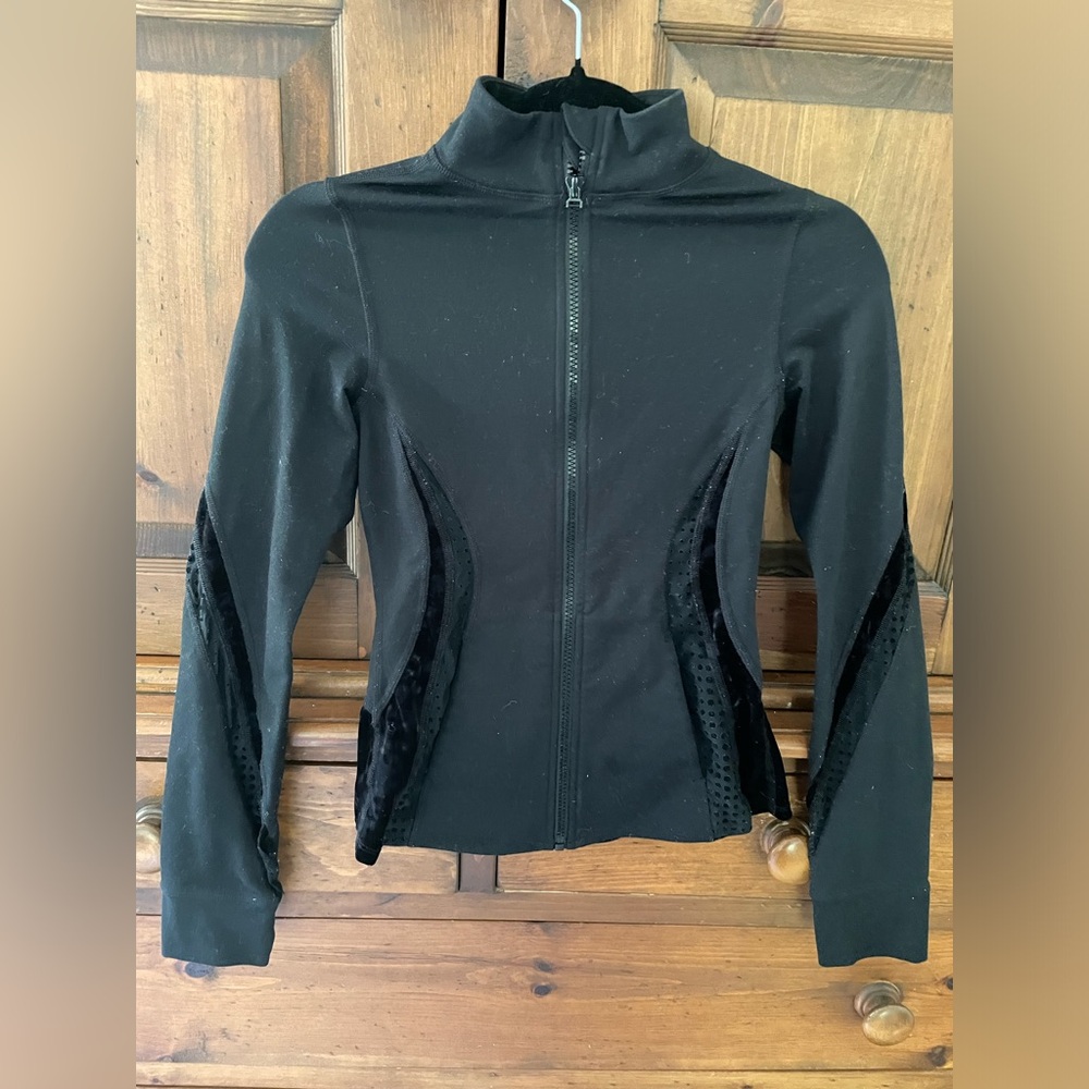 Good American Black Zip-Up Sweatshirt